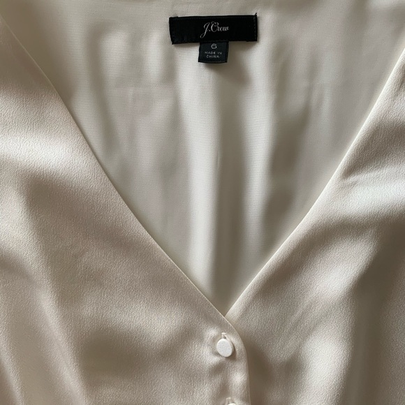 Silk Crepe Peplum Button Blouse, White, J. Crew, 6 - Picture 6 of 9